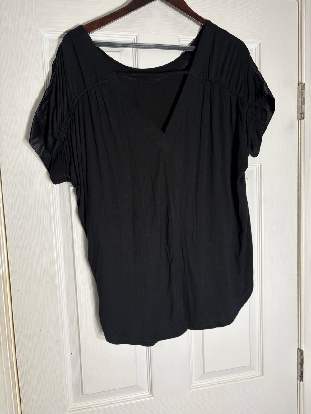 White House Black Market Black V-Neck Dolman Sleeve Top